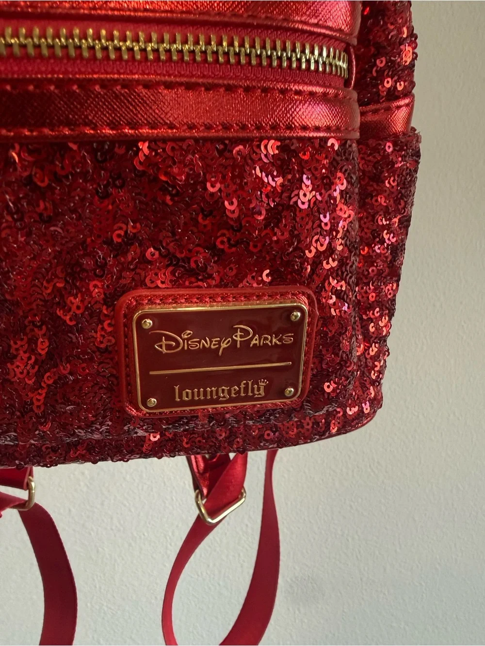 DISNEY PARKS LOUNGEFLY RED SEQUIN MINI BACKPACK